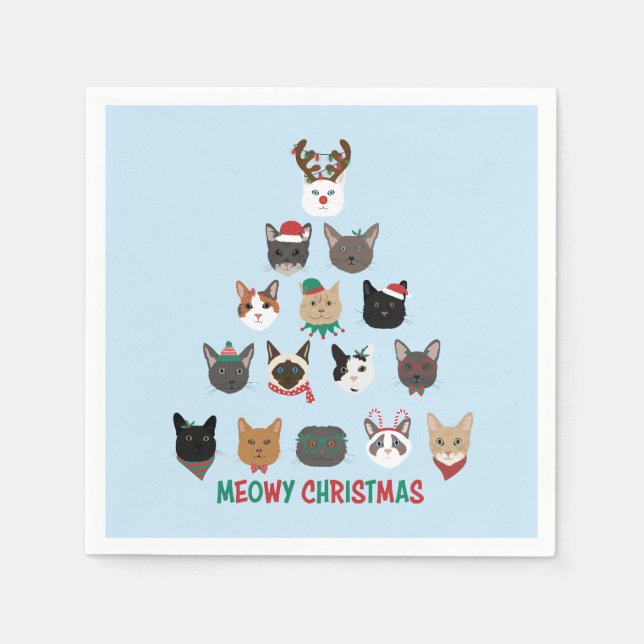Cat Christmas Tree Napkin (Front)