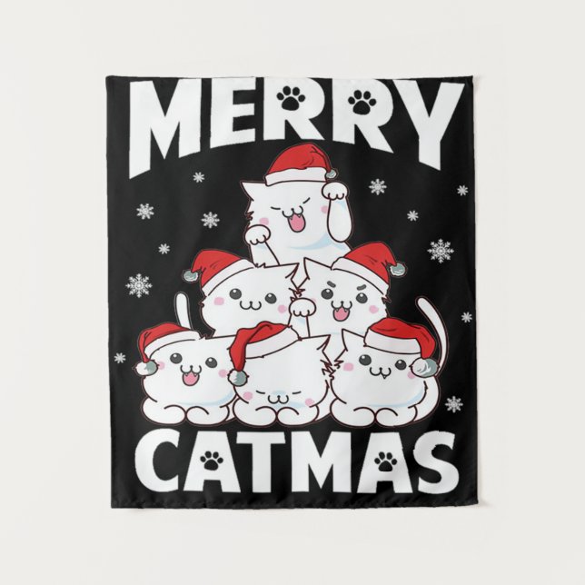 Cat Christmas Tree Tapestry (Front)