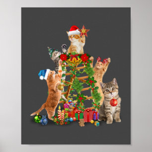 Cat Christmas Tree Ugly Christmas Cat Mom Cat Dad Poster