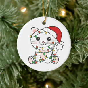 Cat Christmas Winter Animals Cats Ceramic Ornament