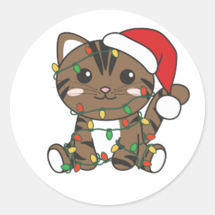 Cat Christmas Winter Animals Cats Classic Round St Sticker