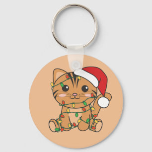 Cat Christmas Winter Animals Cats Keychain