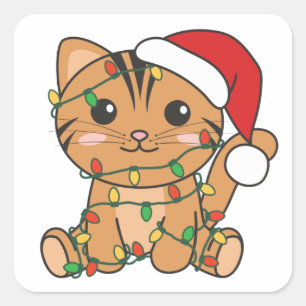 Cat Christmas Winter Animals Cats Square Sticker