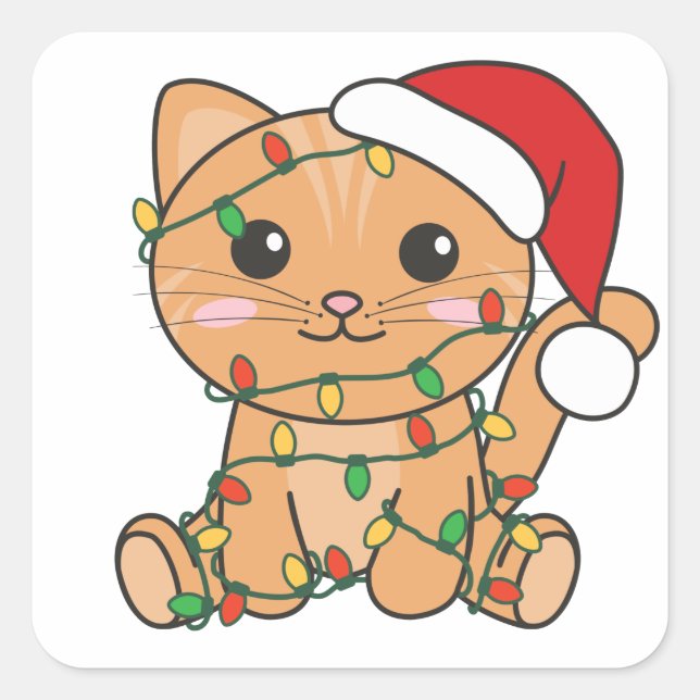 Cat Christmas Winter Animals Cats Square Sticker (Front)