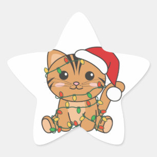 Cat Christmas Winter Animals Cats Star Sticker