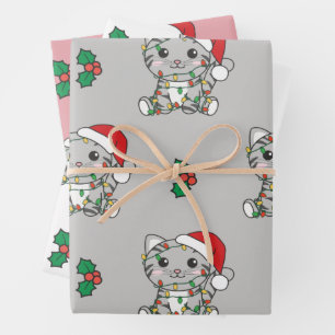 Cat Christmas Winter Animals Holiday Cats Wrapping Paper Sheet
