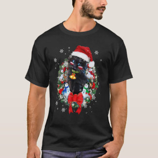 Cat Christmas Wreath Ornament Decoration Xmas Sant T-Shirt