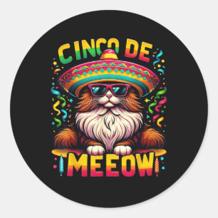 Cat Cinco De Meow Mexican Party Kids Cinco De Mayo Classic Round Sticker
