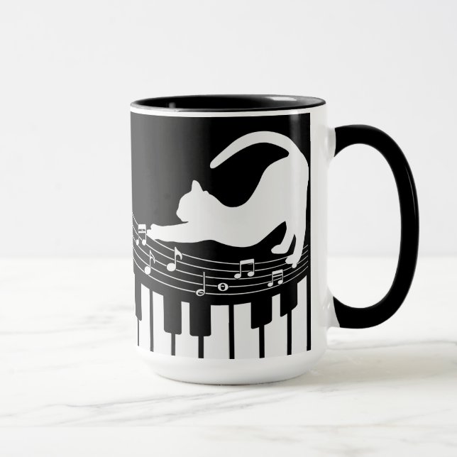 Cat Classical Jazz Piano Keyboard Player Coffee Mug (Right)