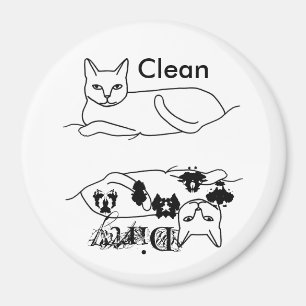 Cat Clean Dirty Dishwasher Magnets