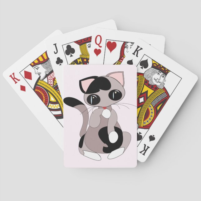 Cat Cleaning Pink Playing Cards - Customizable (Back)