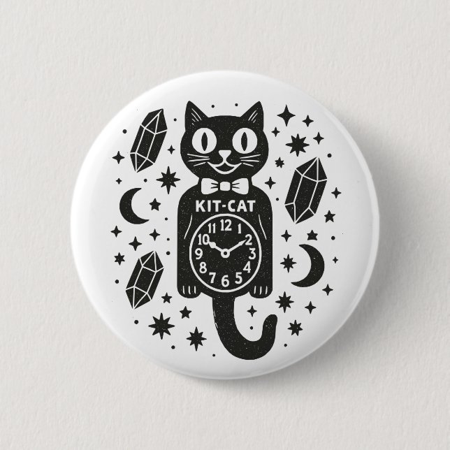 Cat Clock 2 Inch Round Button (Front)