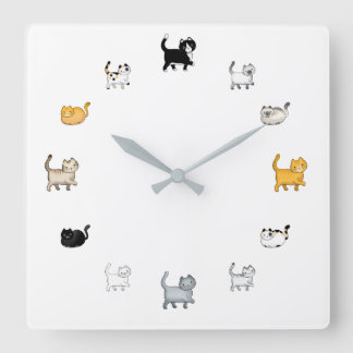 Cat Clock, Square Wall Clock