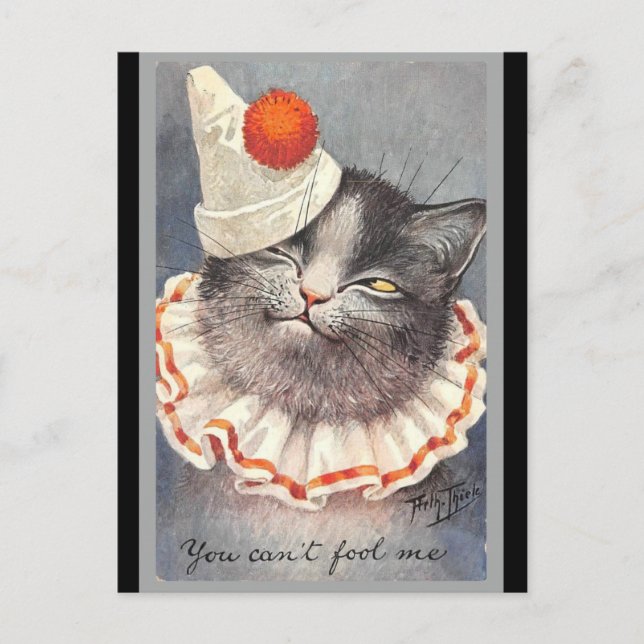 Cat Clown vintage illustration Postcard (Front)