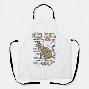 Cat Club Cat Anatomy Scientific Diagram Vintage Ve Apron