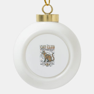 Cat Club Cat Anatomy Scientific Diagram Vintage Ve Ceramic Ball Christmas Ornament