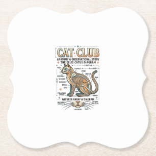 Cat Club Cat Anatomy Scientific Diagram Vintage Ve Paper Coaster