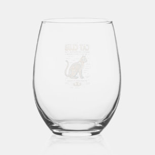 Cat Club Cat Anatomy Scientific Diagram Vintage Ve Stemless Wine Glass