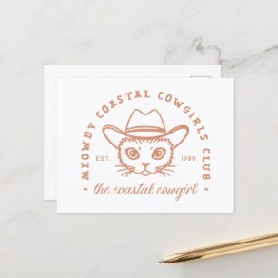 Cat coastal cowgirl club country brown aesthetic postcard