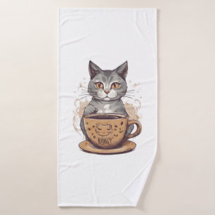 Cat Coffee   Bath Towel