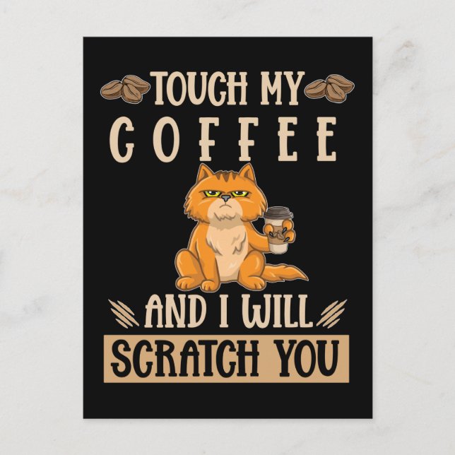 Cat Coffee Humour Angry Kitten Postcard (Front)