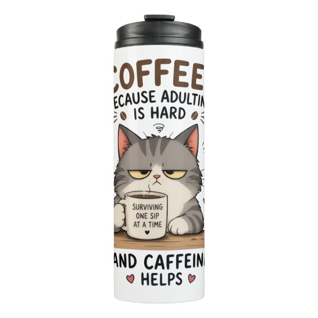 Cat coffee  thermal tumbler (Front)