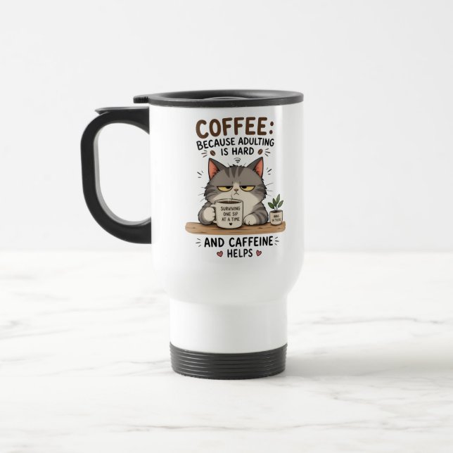 Cat coffee  travel mug (Left)