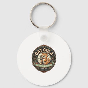 Cat Cola Cat Soda Pop Beverage Label Cat Vintage V Keychain