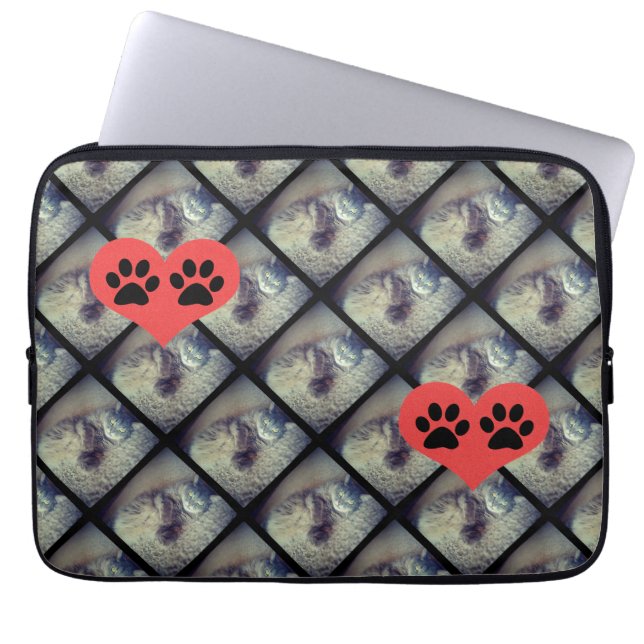 Cat Collage with Paw Prints by Shirley Taylor Laptop Sleeve (Front)