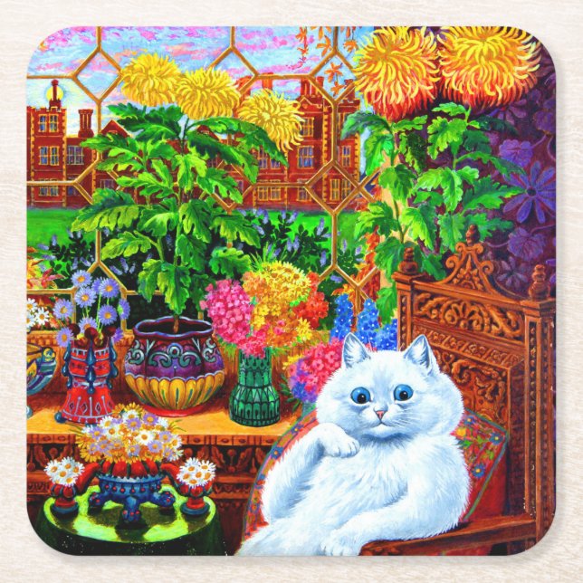 Cat College Master Square Paper Coaster (Front)