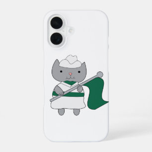 Cat Colour Guard Green White iPhone 16 Case