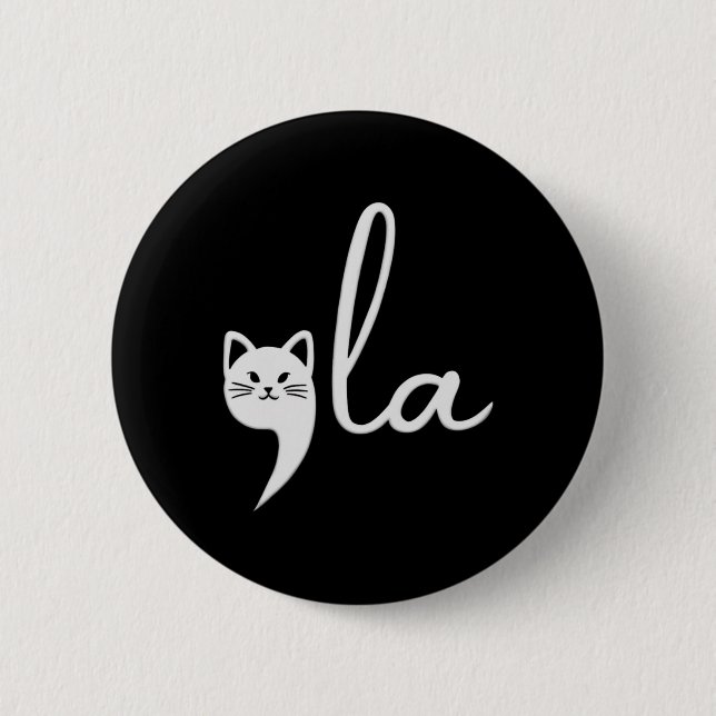 Cat Comma-la Kamala Harris President 2024  2 Inch Round Button (Front)