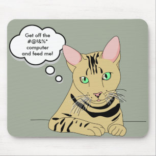Cat & Computer Jokes Humour Mouse Pad