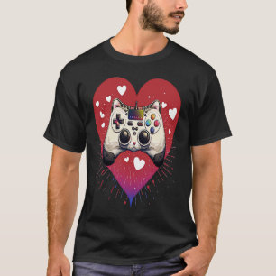 Cat controller gaming Cute Kitten Heart Kitty Love T-Shirt