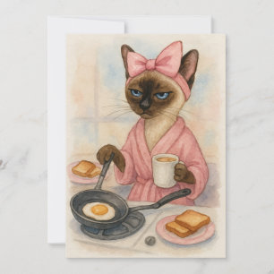 Cat cooking breakfast Pawsitively Delicious!  Invitation