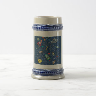 cat cosmos cosmonaut rocket beer stein