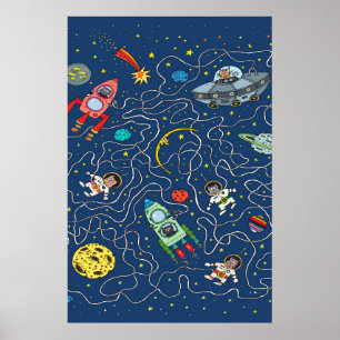cat cosmos cosmonaut rocket poster