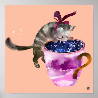Cat Cosmos Cup Poster