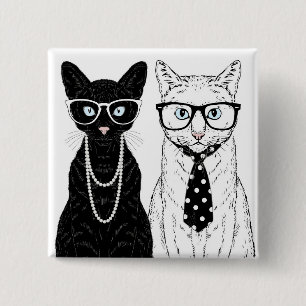 Cat Couple 2 Inch Square Button