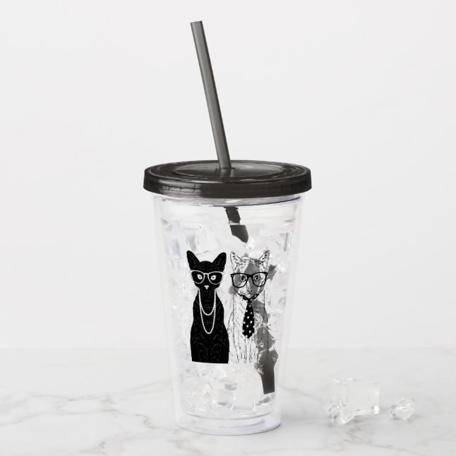 Cat Couple Acrylic Tumbler (Front Ice)
