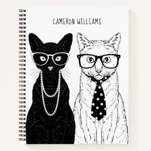 Cat Couple   Add Your Name Notebook