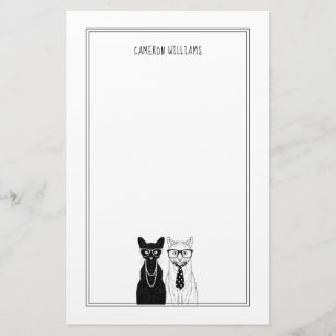 Cat Couple   Add Your Name Stationery