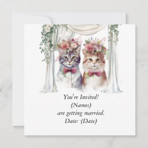 Cat Couple for Wedding Save the Date Invitation 
