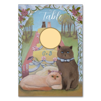 Cat Couple Initials DIY Wedding Table Cards