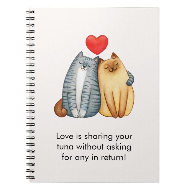 Cat Couple Lovers Cute Funny Happy Valentine's Day Notebook (Front)