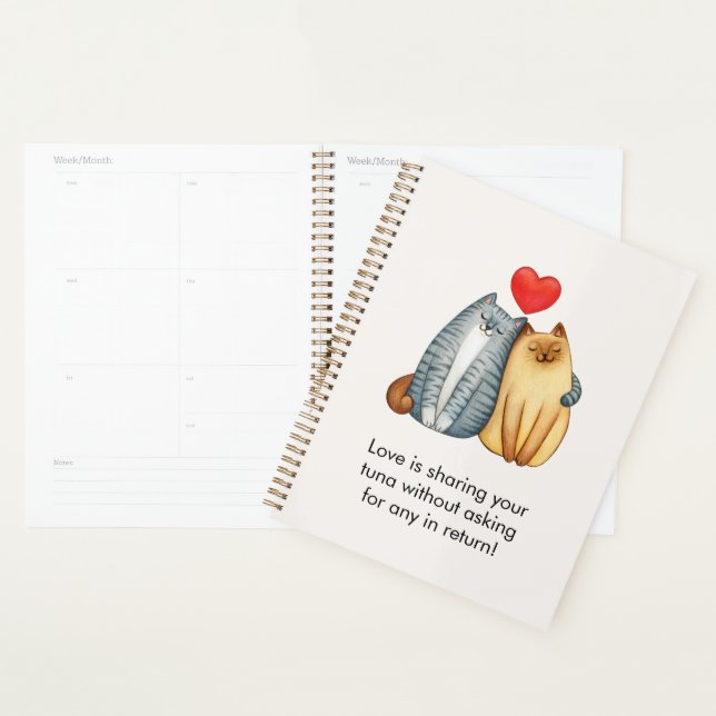 Cat Couple Lovers Cute Funny Happy Valentine's Day Planner (Display)