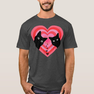 Cat Couple Retro Vintage  Funny Black Cat Valentin T-Shirt