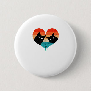 Cat Couple Retro Vintage Shirt Funny Black Cat Val 2 Inch Round Button