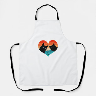 Cat Couple Retro Vintage Shirt Funny Black Cat Val Apron