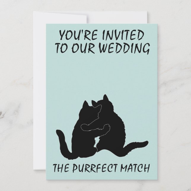 CAT COUPLE WEDDING CUSTOM INVITATIONS  (Front)